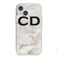 Black Initials Yellow Marble iPhone 13 Mini TPU Impact Case with White Edges