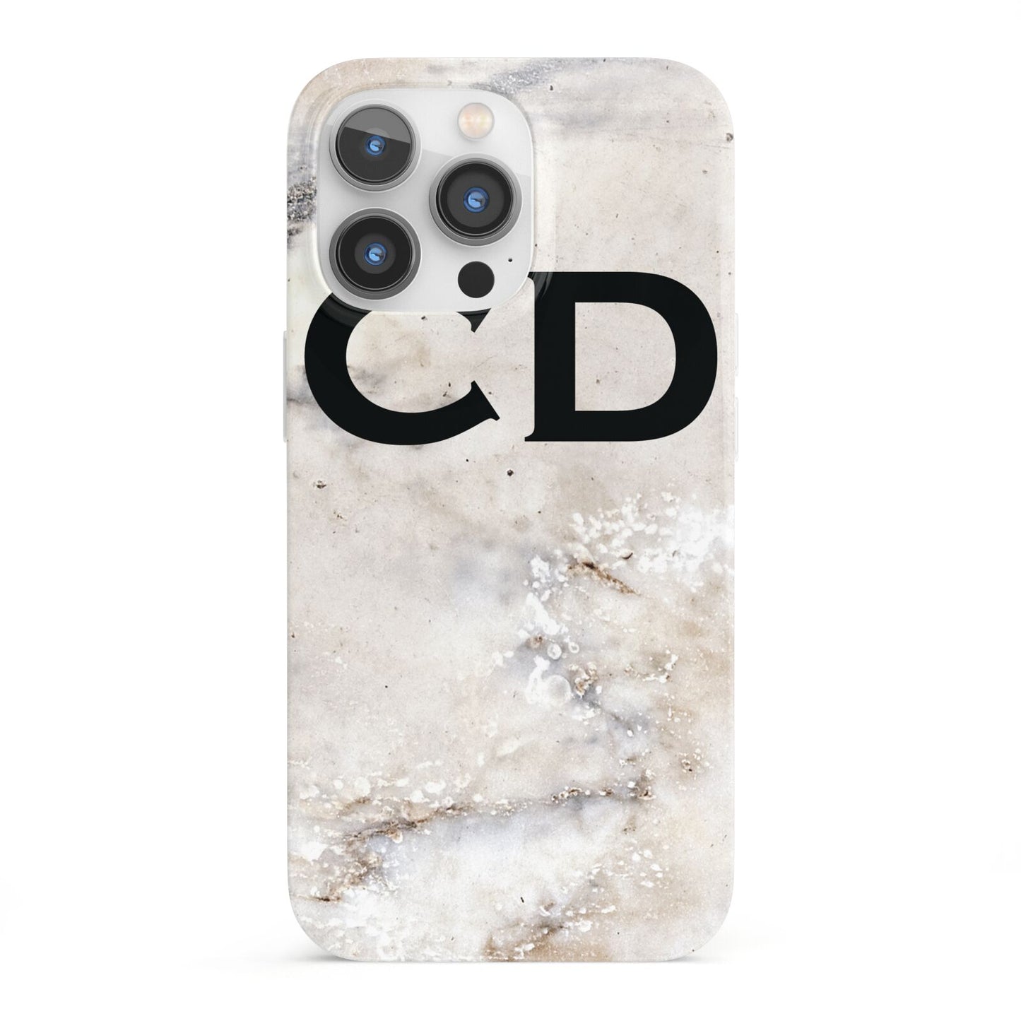 Black Initials Yellow Marble iPhone 13 Pro Full Wrap 3D Snap Case