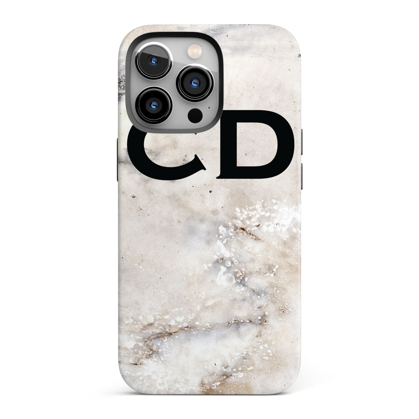 Black Initials Yellow Marble iPhone 13 Pro Full Wrap 3D Tough Case