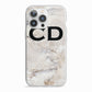 Black Initials Yellow Marble iPhone 13 Pro TPU Impact Case with White Edges