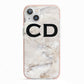 Black Initials Yellow Marble iPhone 13 TPU Impact Case with Pink Edges