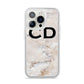 Black Initials Yellow Marble iPhone 14 Pro Clear Tough Case Silver