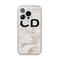 Black Initials Yellow Marble iPhone 14 Pro Glitter Tough Case Silver