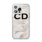 Black Initials Yellow Marble iPhone 14 Pro Max Clear Tough Case Silver