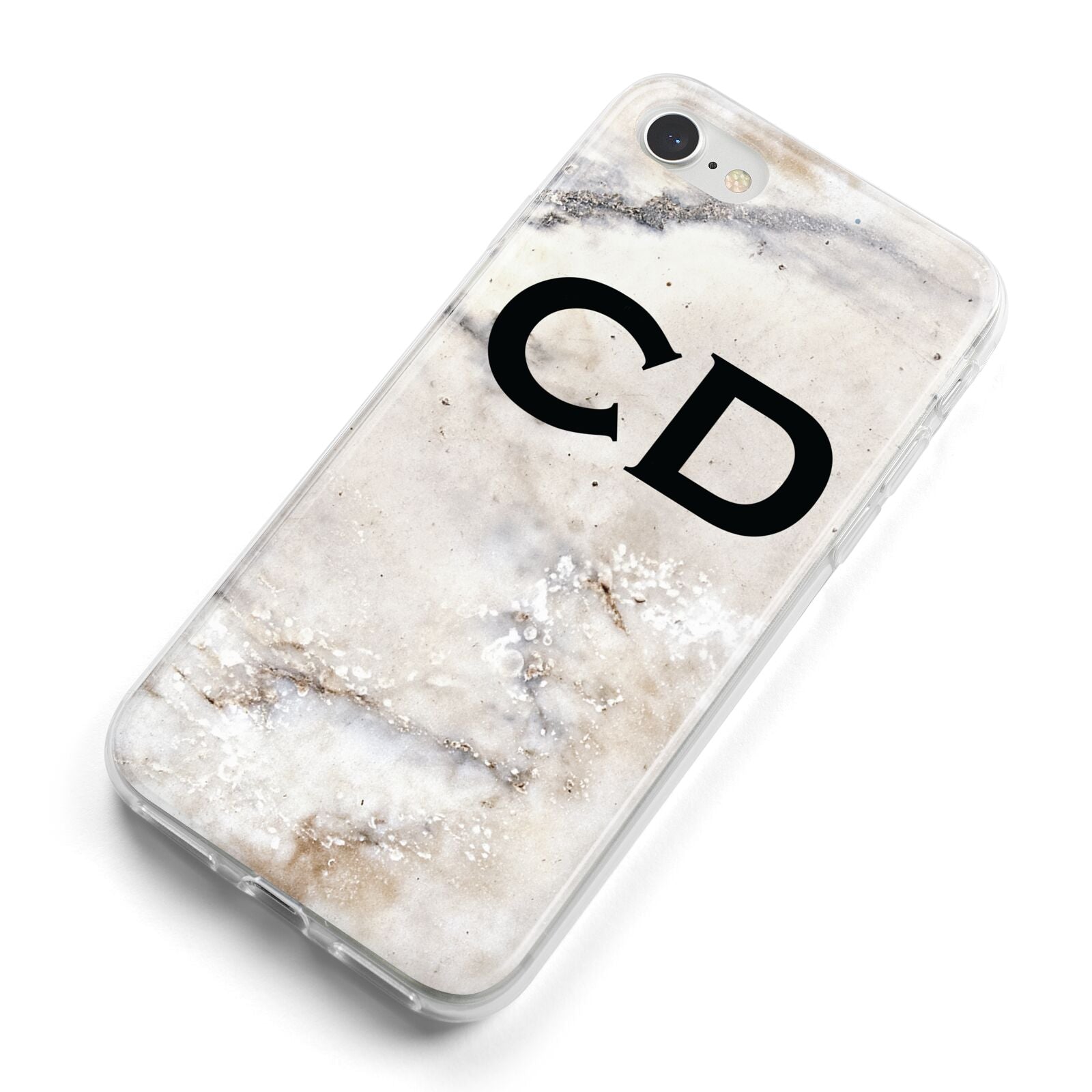 Black Initials Yellow Marble iPhone 8 Bumper Case on Silver iPhone Alternative Image