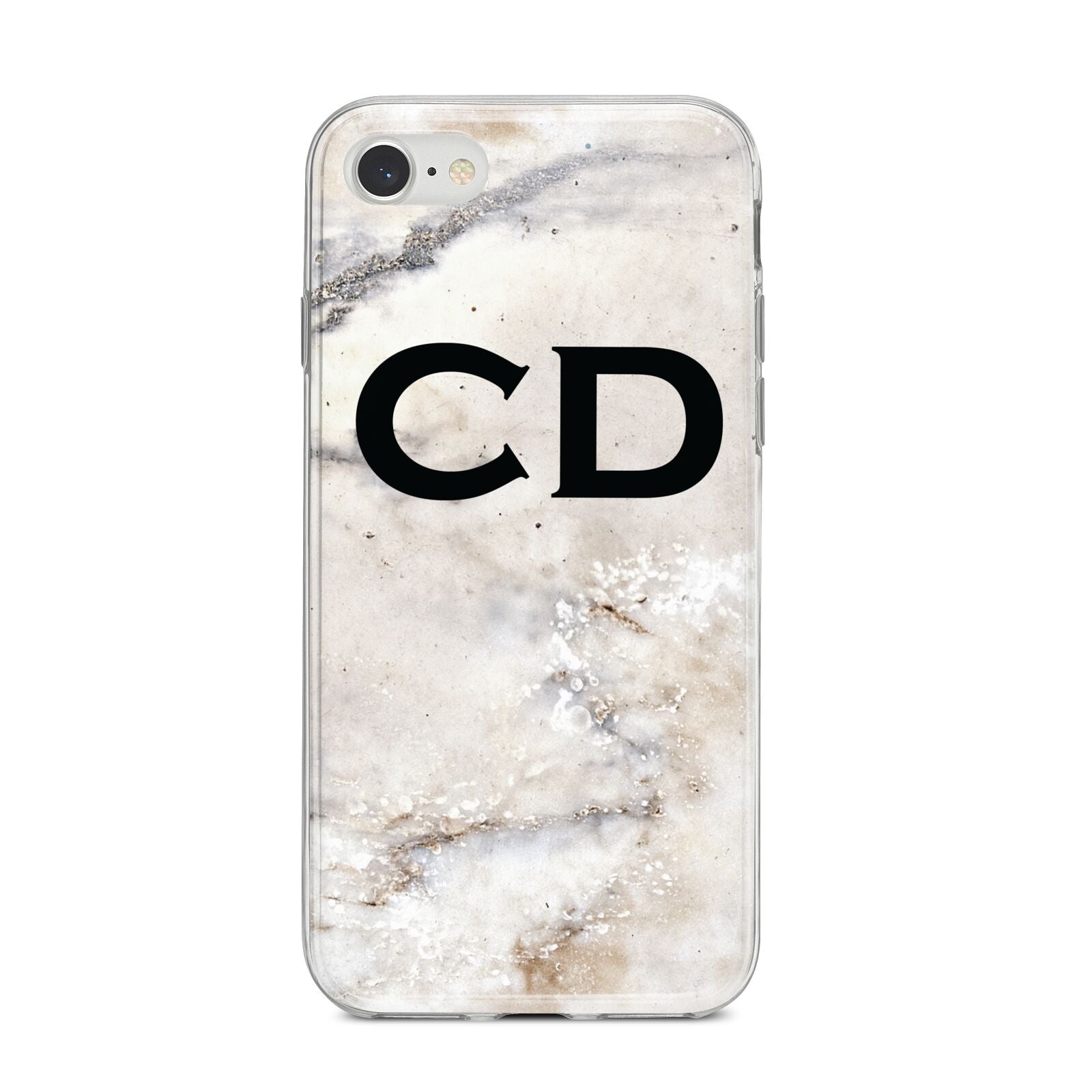 Black Initials Yellow Marble iPhone 8 Bumper Case on Silver iPhone