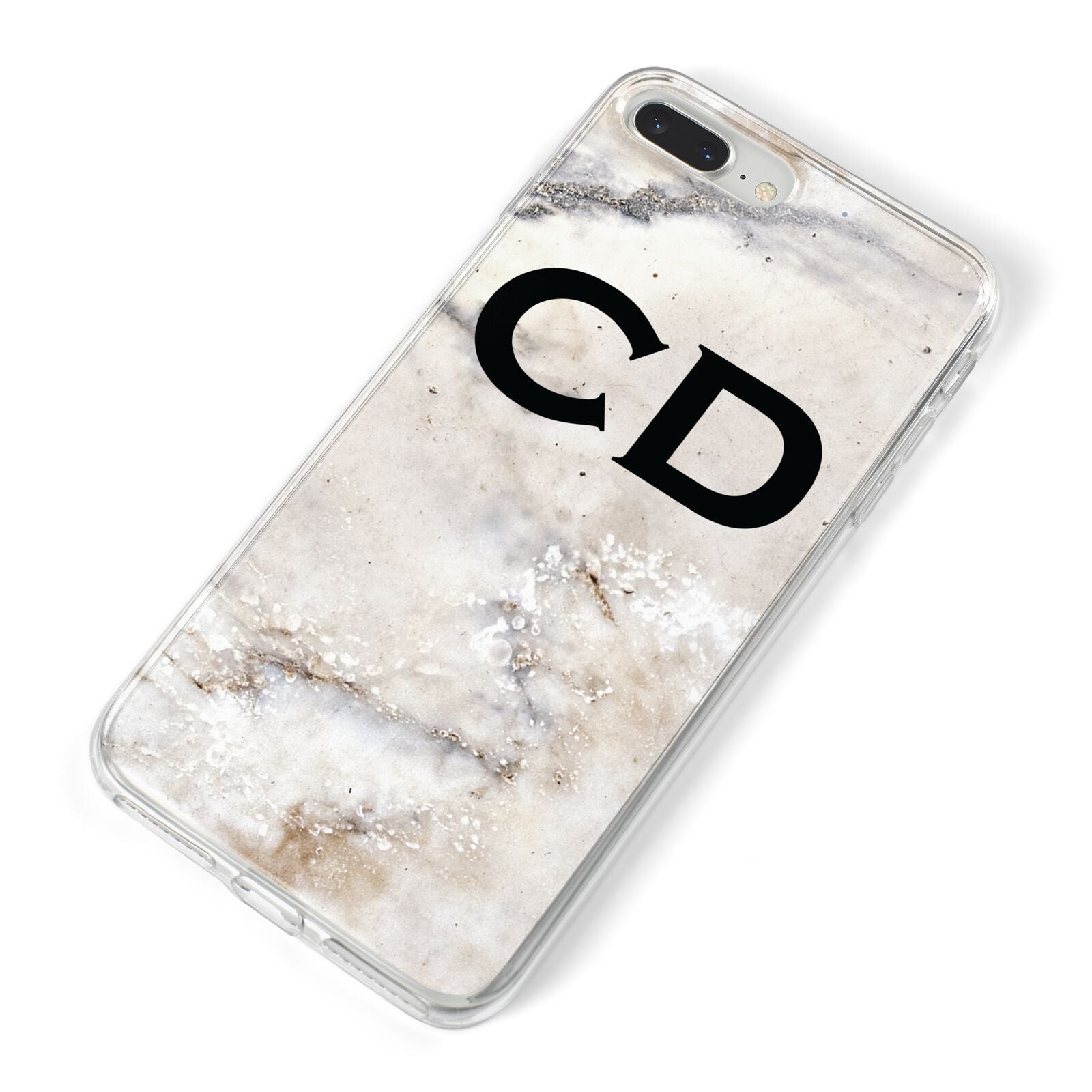 Black Initials Yellow Marble iPhone 8 Plus Bumper Case on Silver iPhone Alternative Image