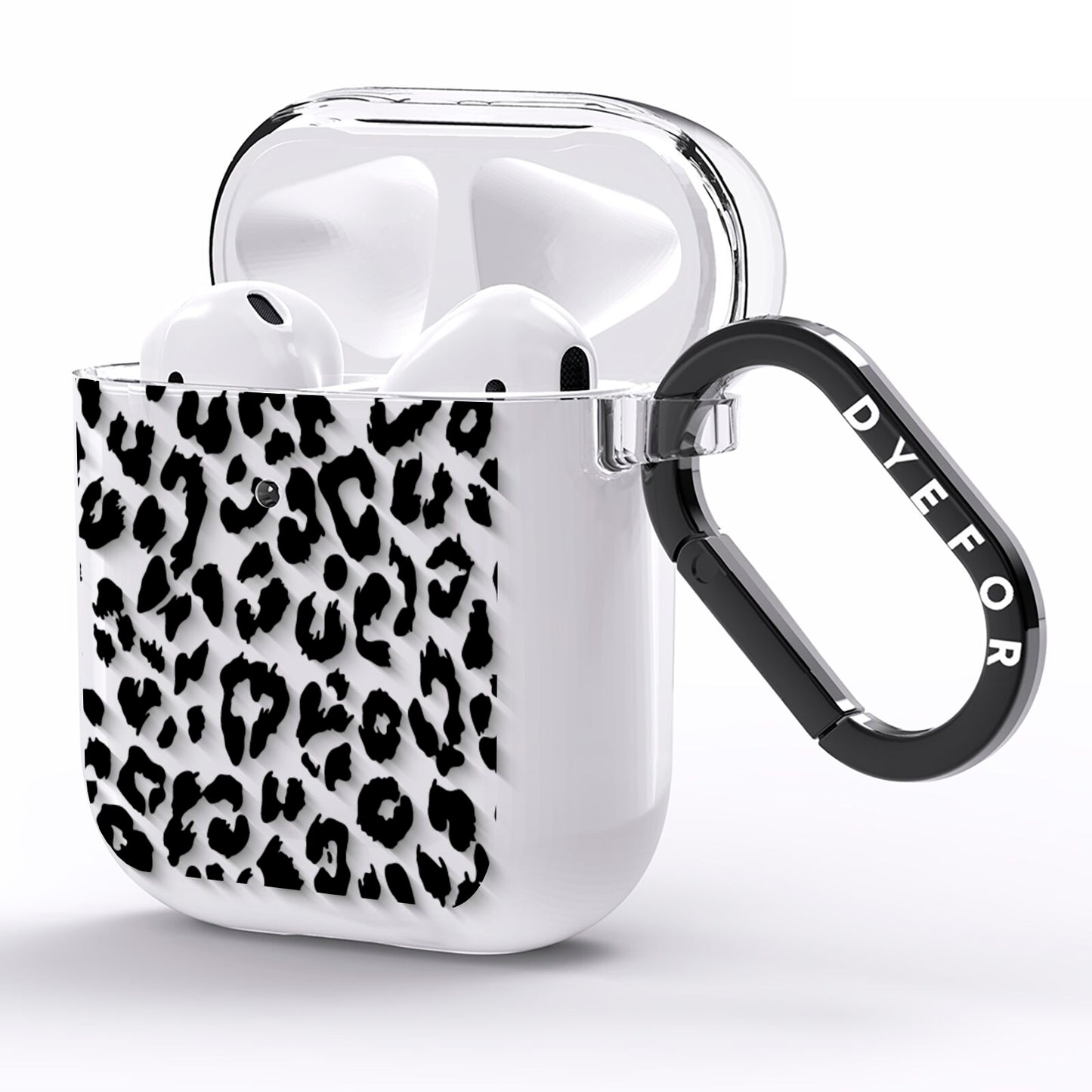 Black Leopard Print AirPods Clear Case Side Image