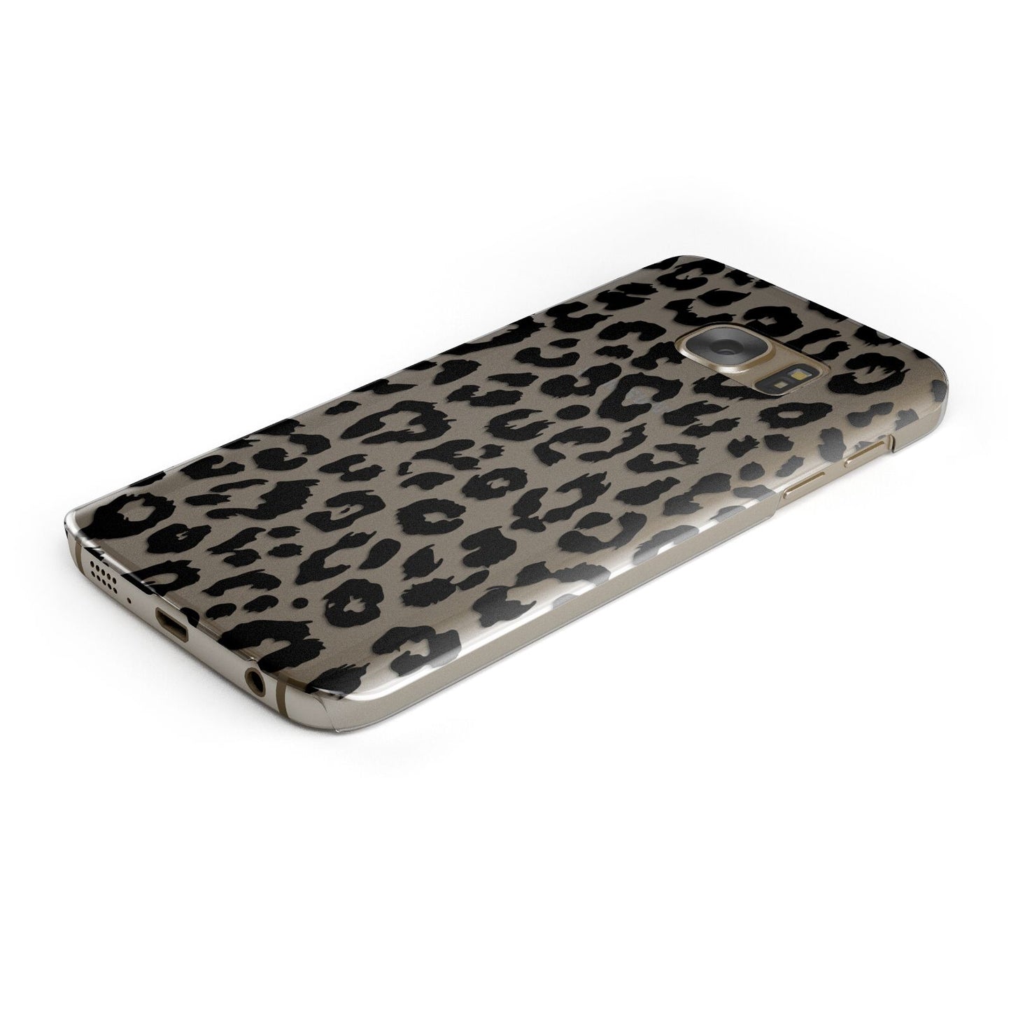 Black Leopard Print Protective Samsung Galaxy Case Angled Image