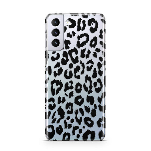 Black Leopard Print Samsung S21 Plus Phone Case