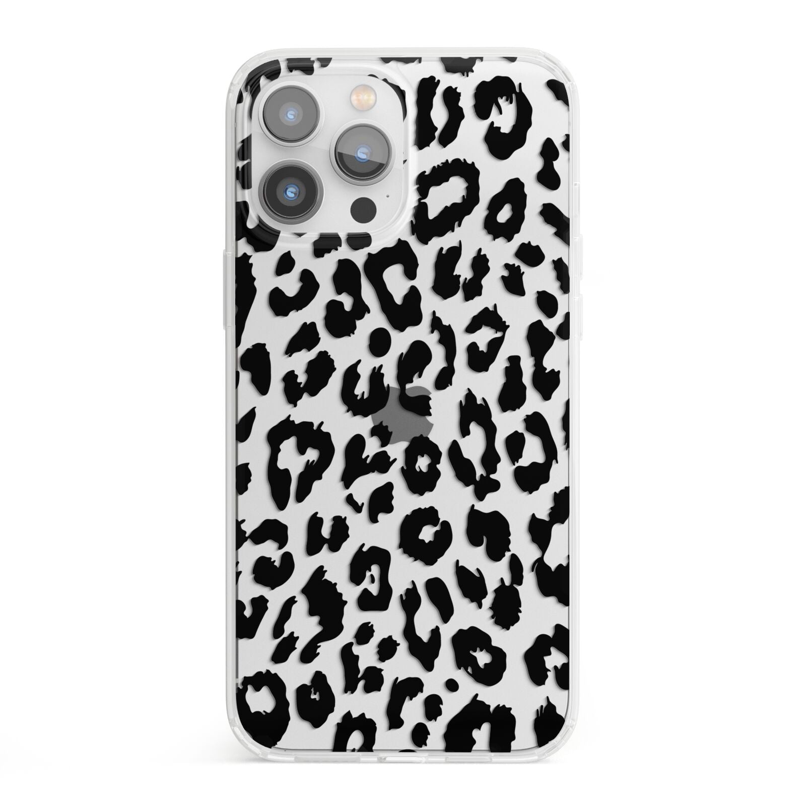 Black Leopard Print iPhone 13 Pro Max Clear Bumper Case