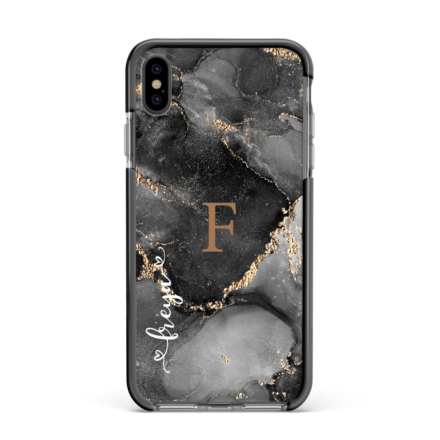 Black Marble Apple iPhone Xs Max Impact Case Black Edge on Black Phone