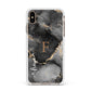 Black Marble Apple iPhone Xs Max Impact Case White Edge on Gold Phone