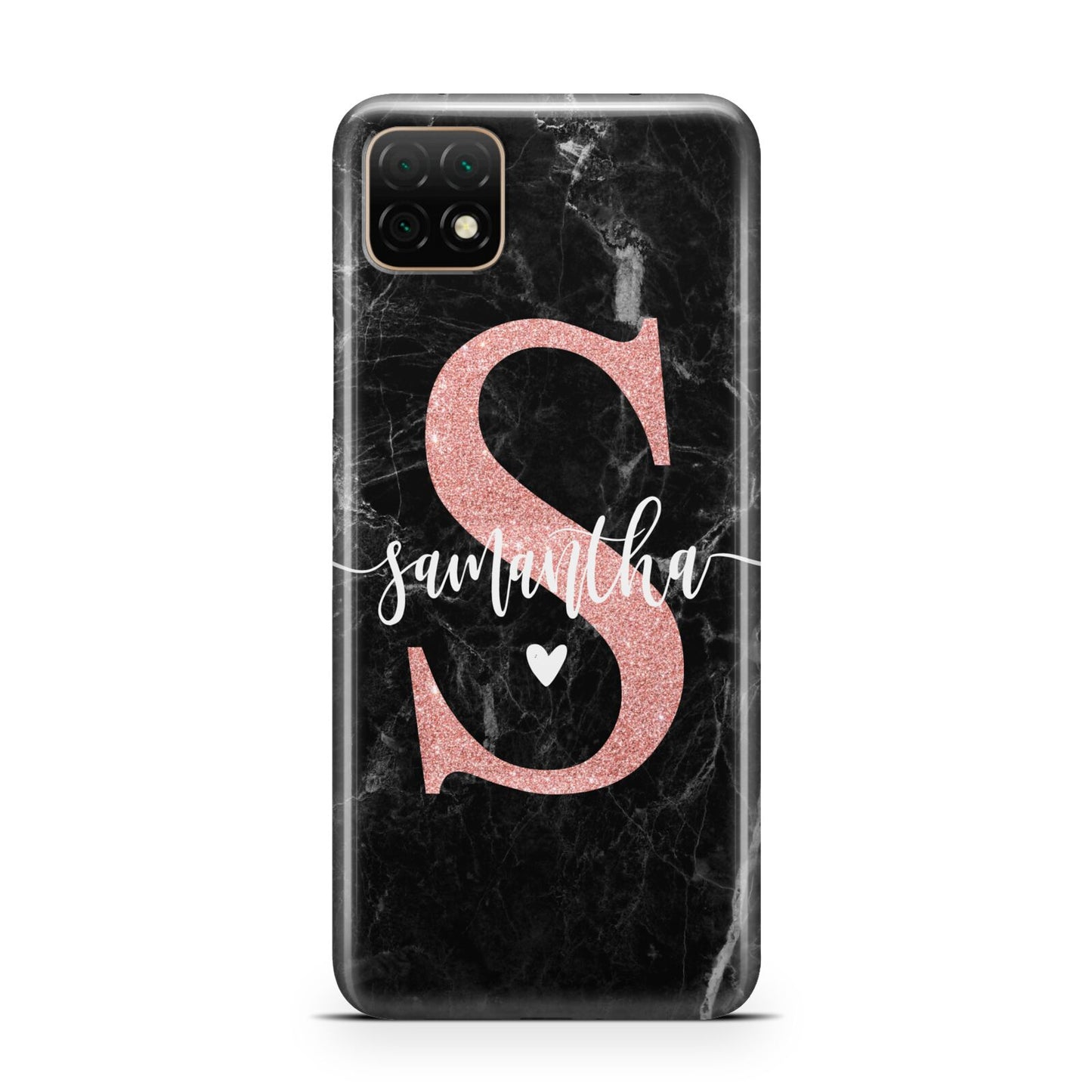 Black Marble Personalised Glitter Initial Name Huawei Enjoy 20 Phone Case