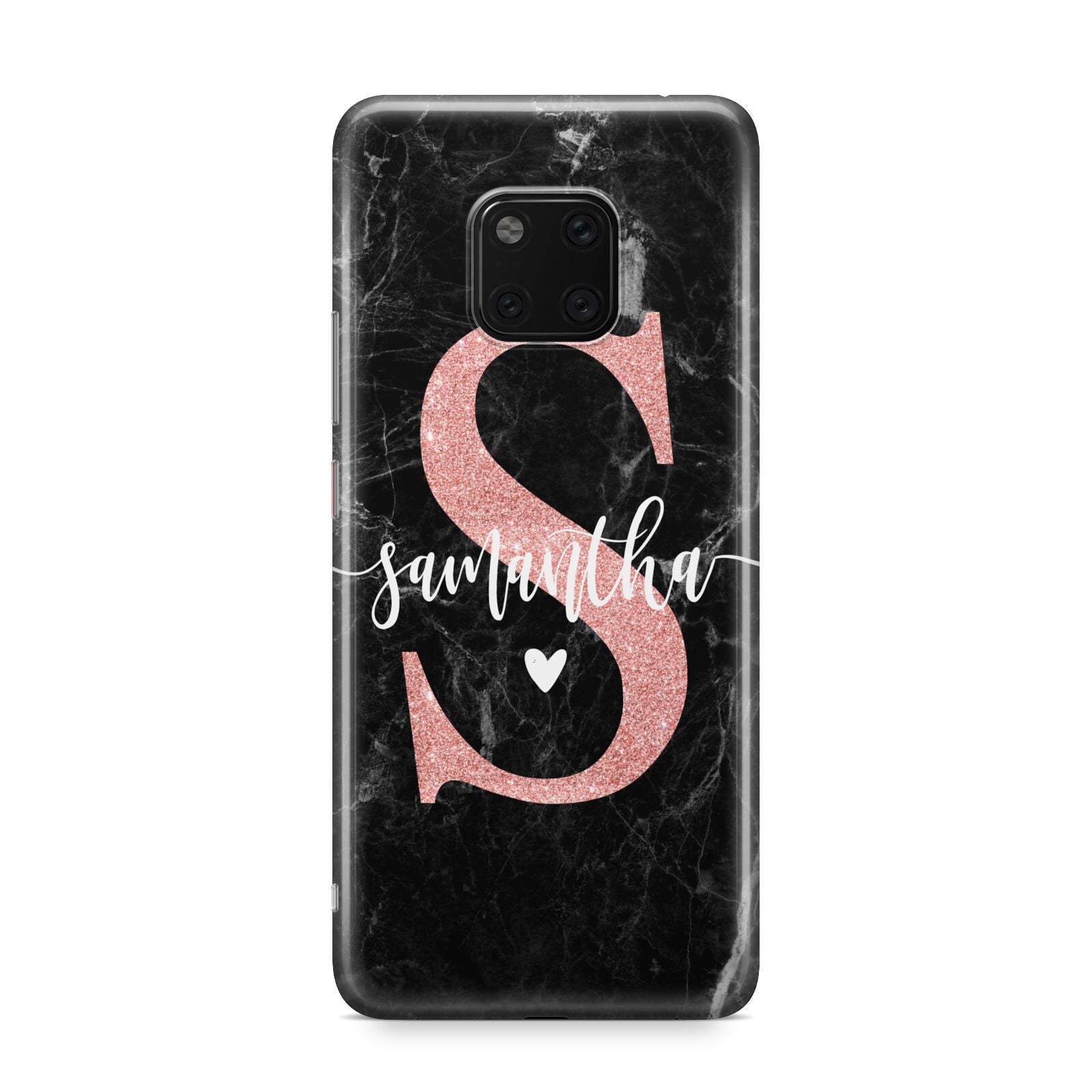 Black Marble Personalised Glitter Initial Name Huawei Mate 20 Pro Phone Case