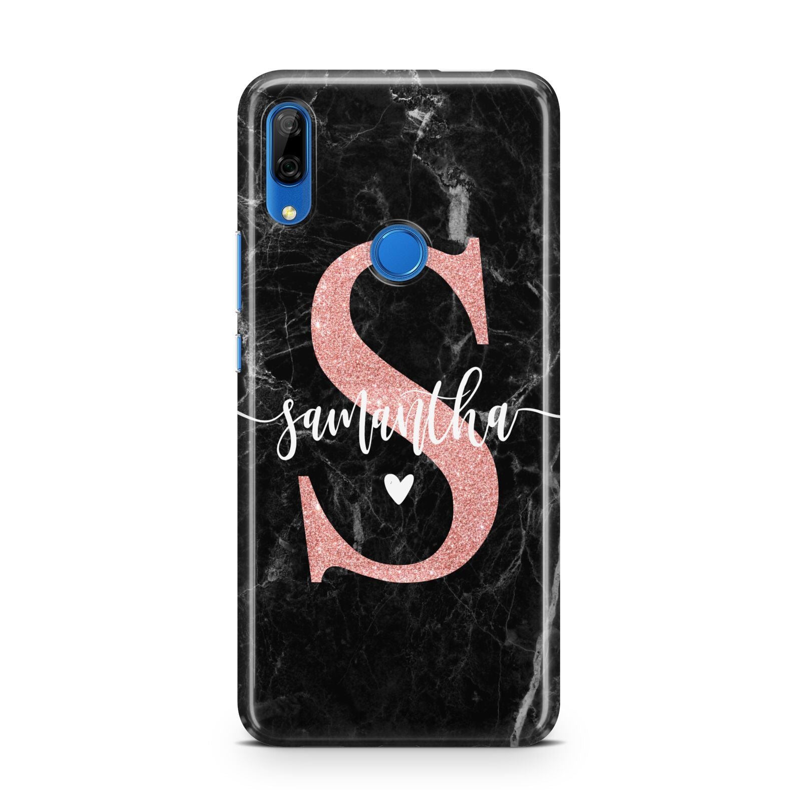 Black Marble Personalised Glitter Initial Name Huawei P Smart Z