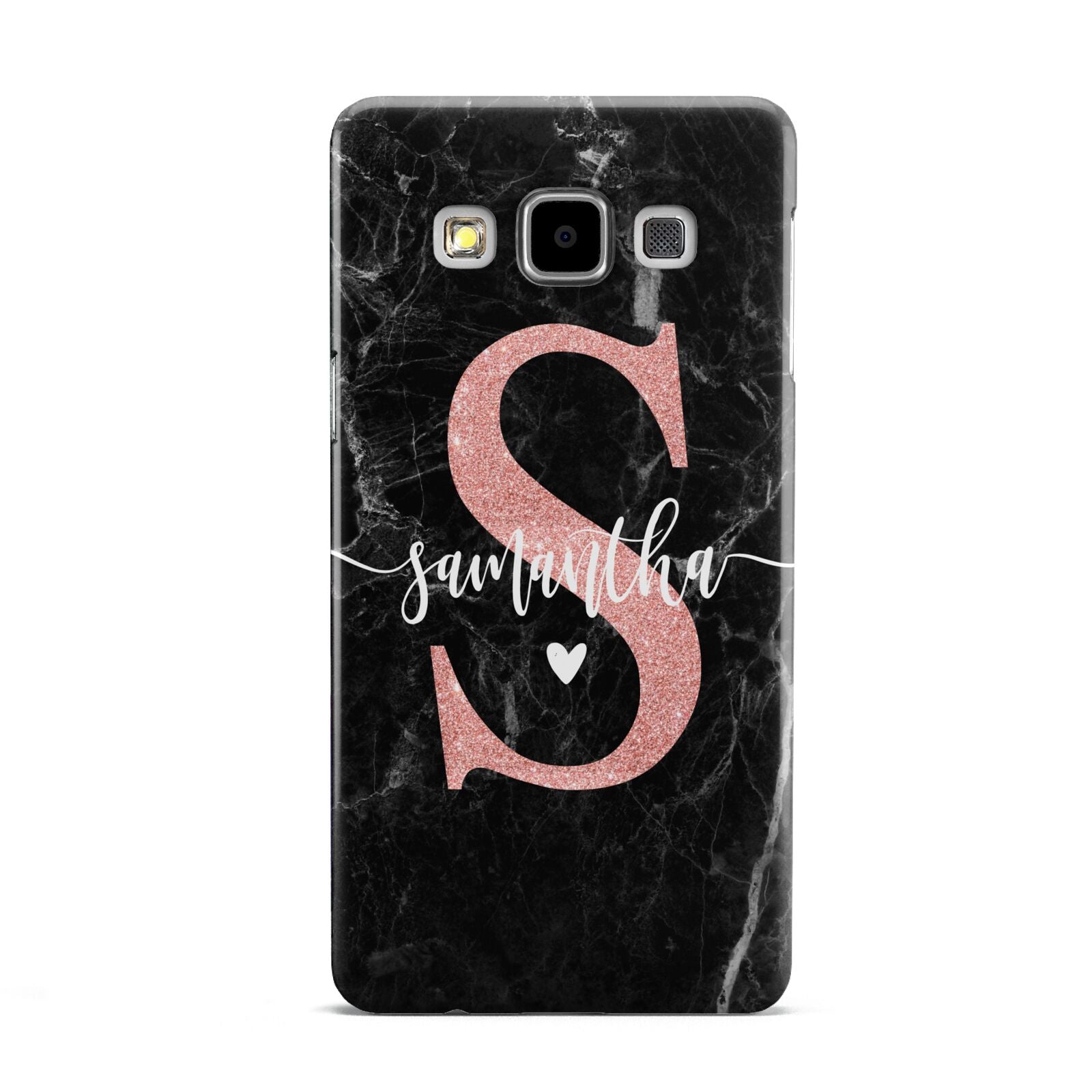 Black Marble Personalised Glitter Initial Name Samsung Galaxy A5 Case