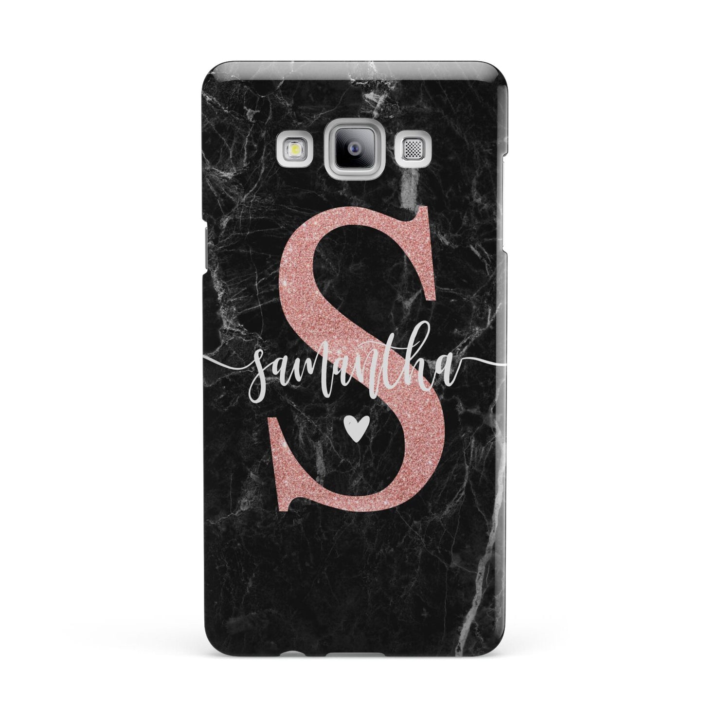 Black Marble Personalised Glitter Initial Name Samsung Galaxy A7 2015 Case