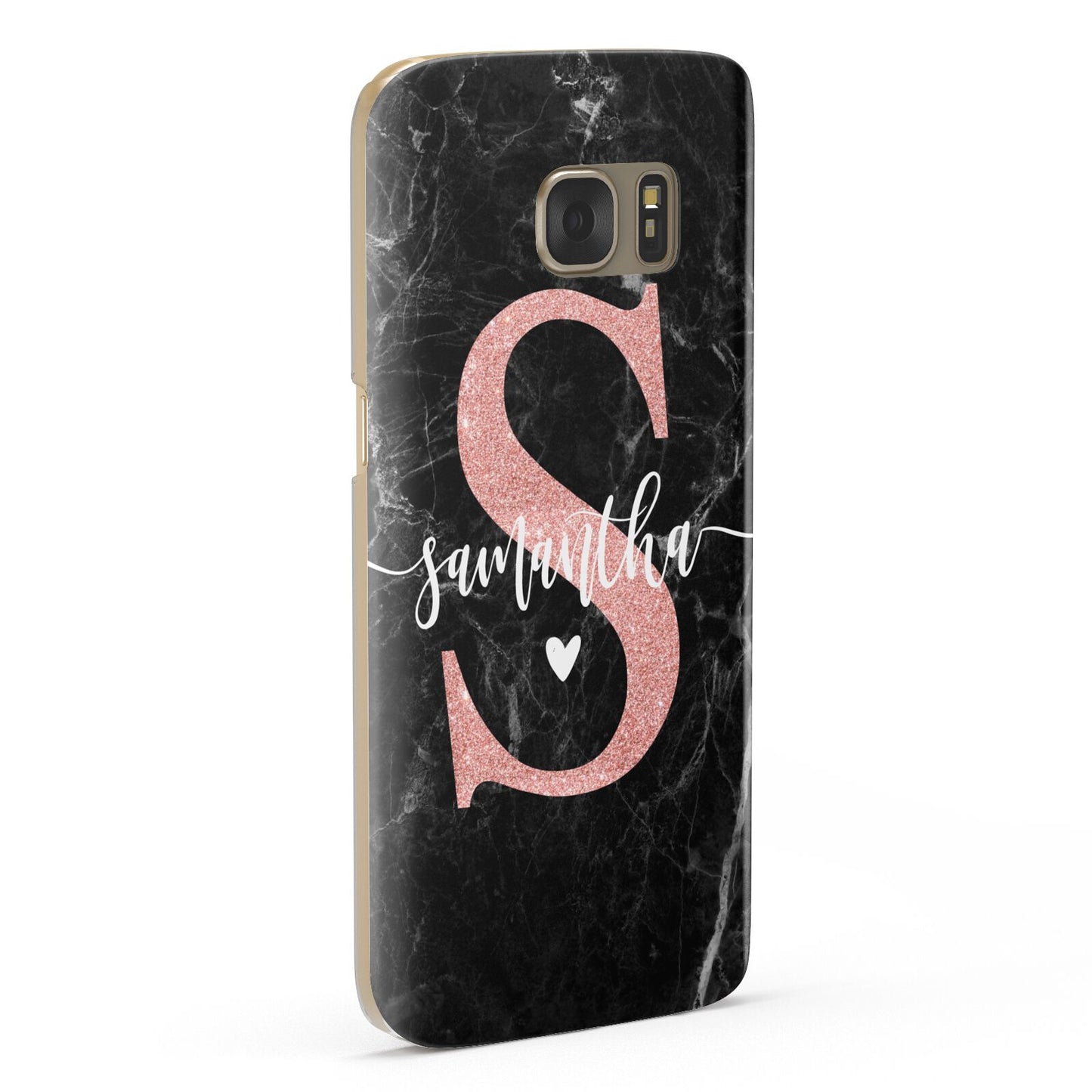 Black Marble Personalised Glitter Initial Name Samsung Galaxy Case Fourty Five Degrees