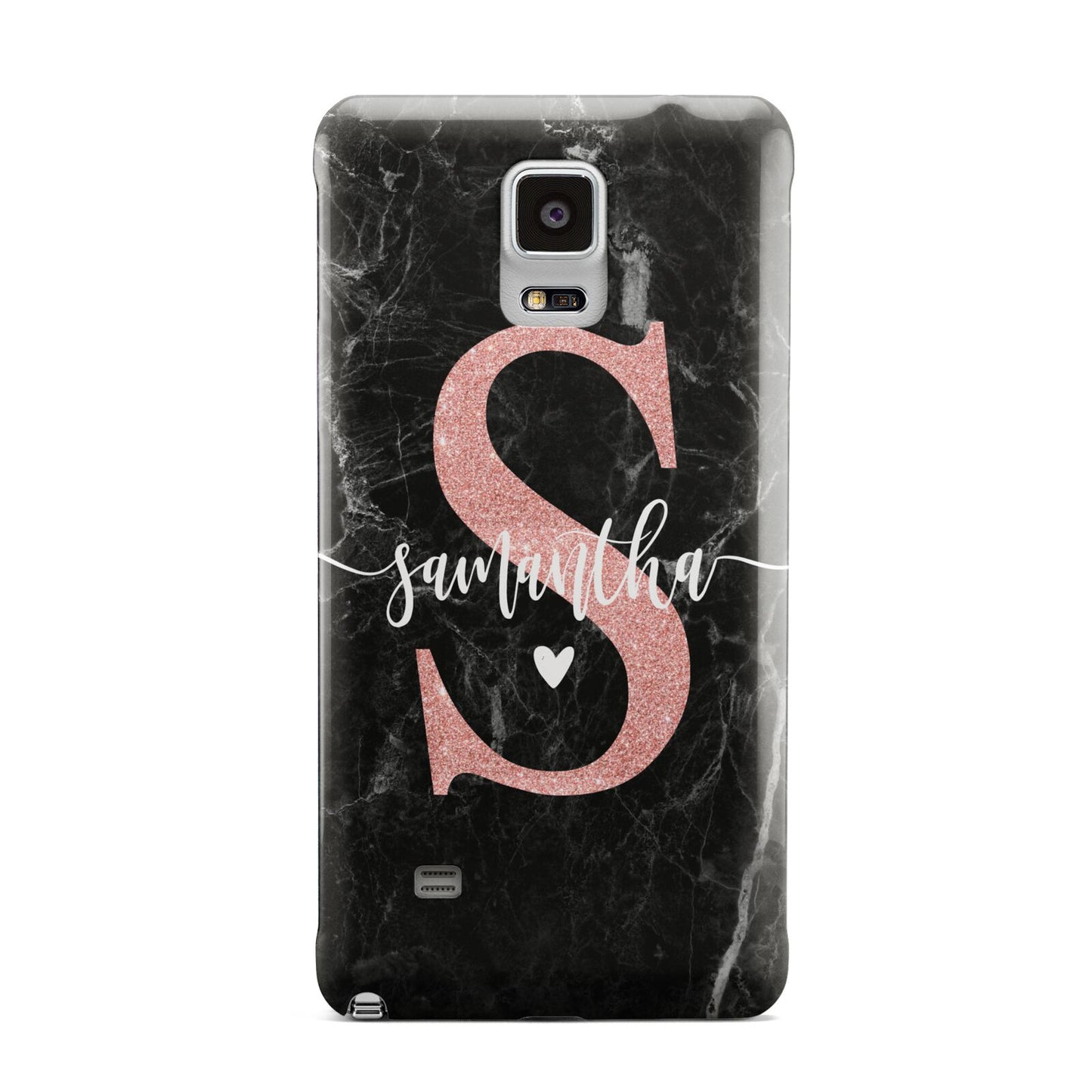 Black Marble Personalised Glitter Initial Name Samsung Galaxy Note 4 Case