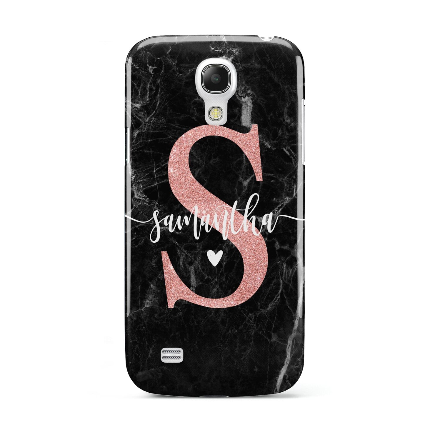 Black Marble Personalised Glitter Initial Name Samsung Galaxy S4 Mini Case