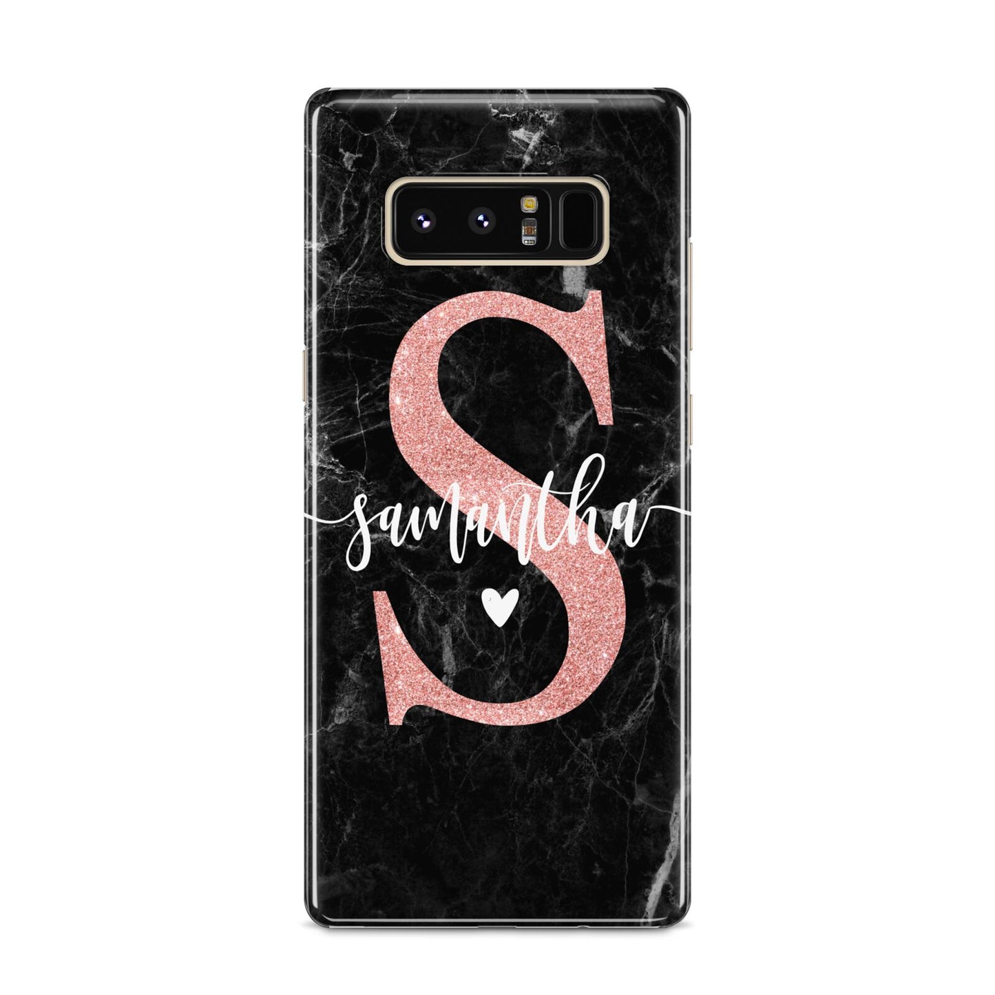 Black Marble Personalised Glitter Initial Name Samsung Galaxy S8 Case