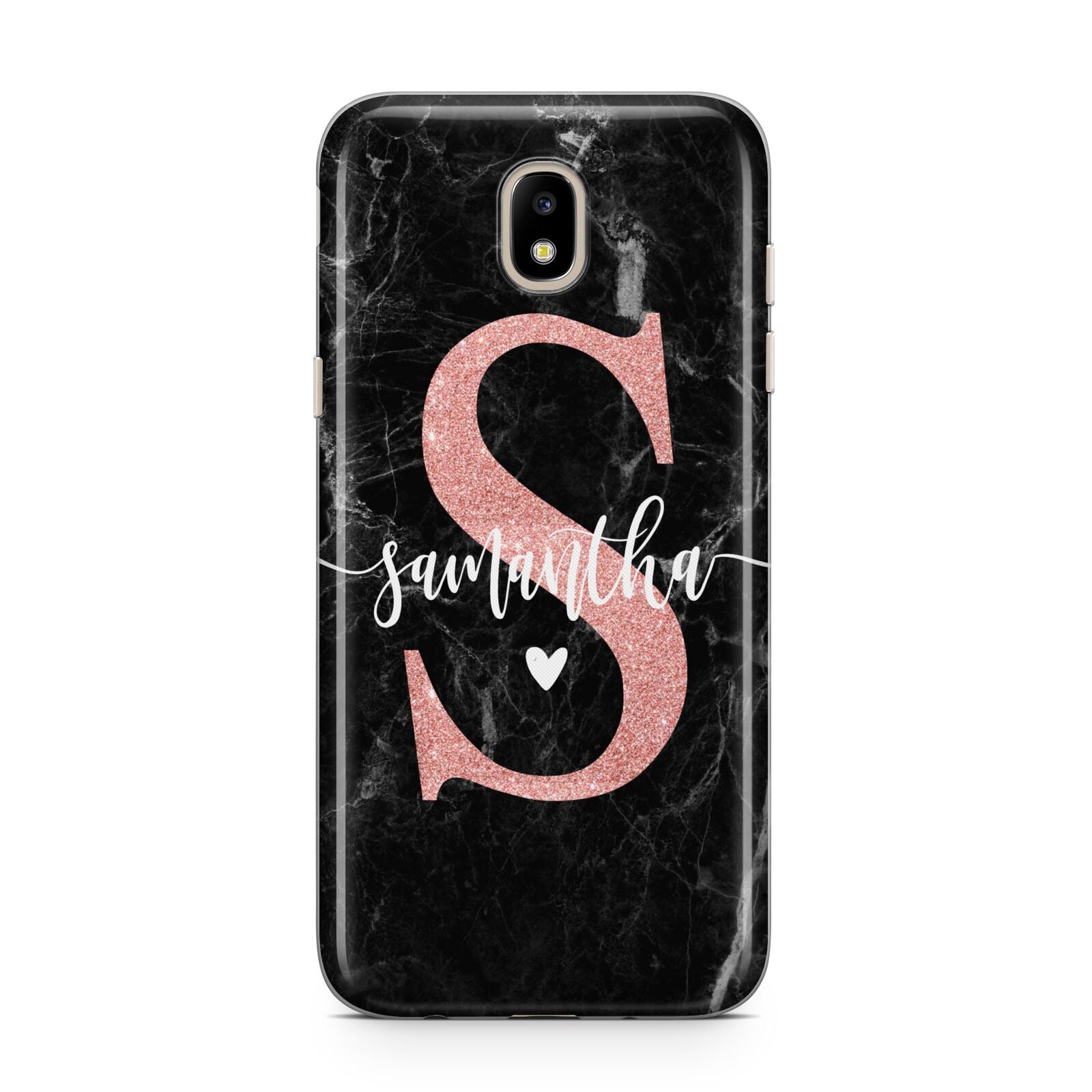 Black Marble Personalised Glitter Initial Name Samsung J5 2017 Case