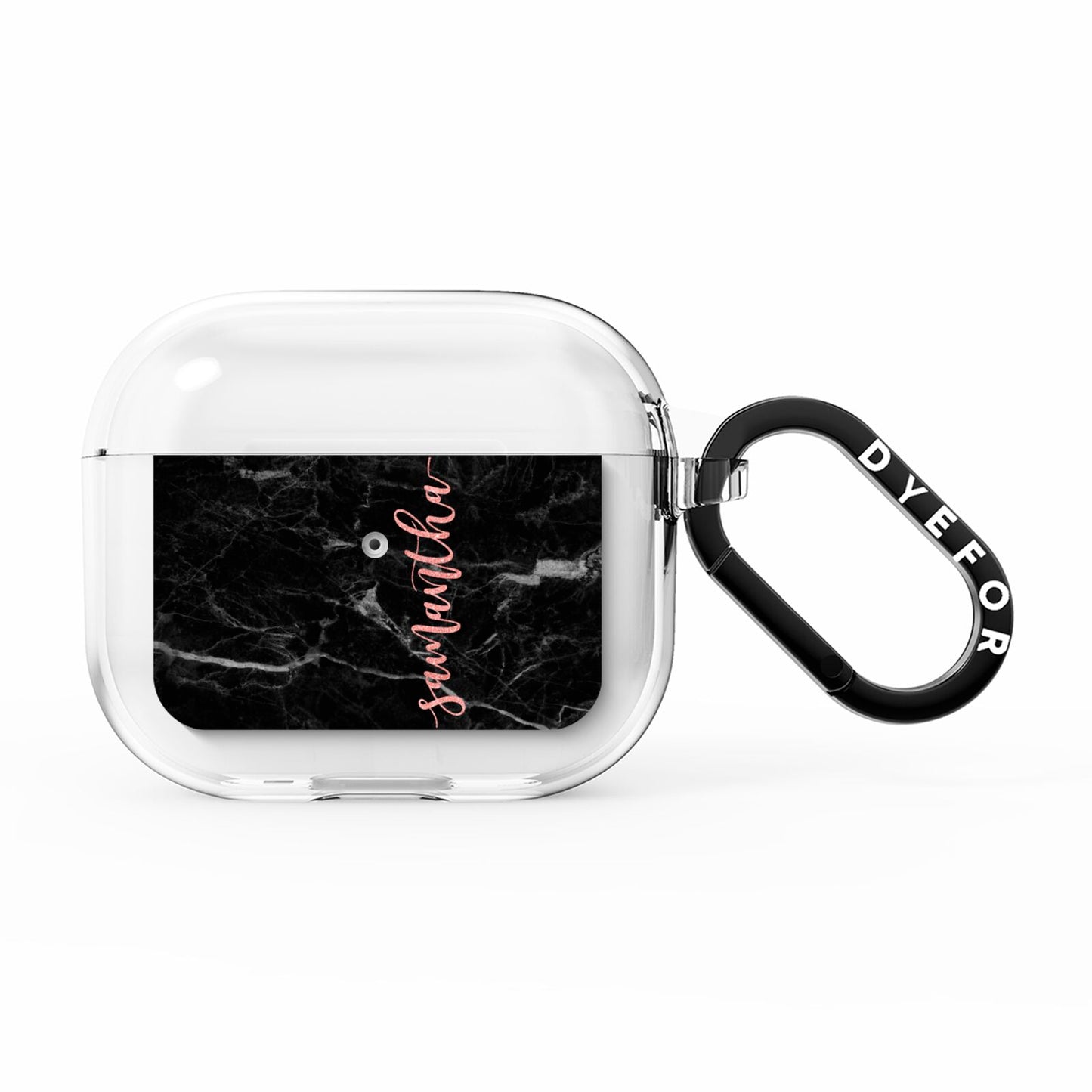 Black Marble Vertical Glitter Personalised Name AirPods Clear Case 3rd Gen