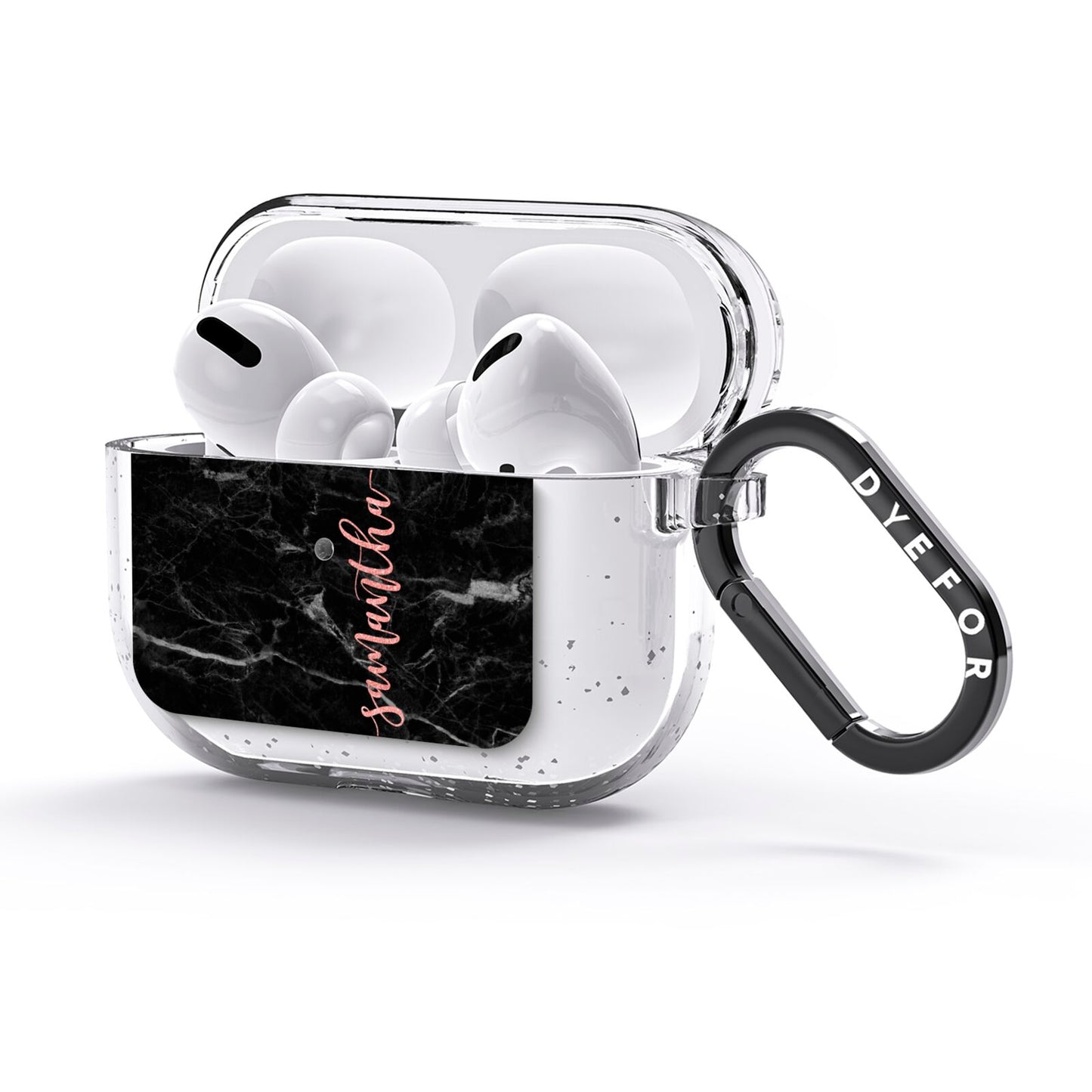 Black Marble Vertical Glitter Personalised Name AirPods Glitter Case 3rd Gen Side Image