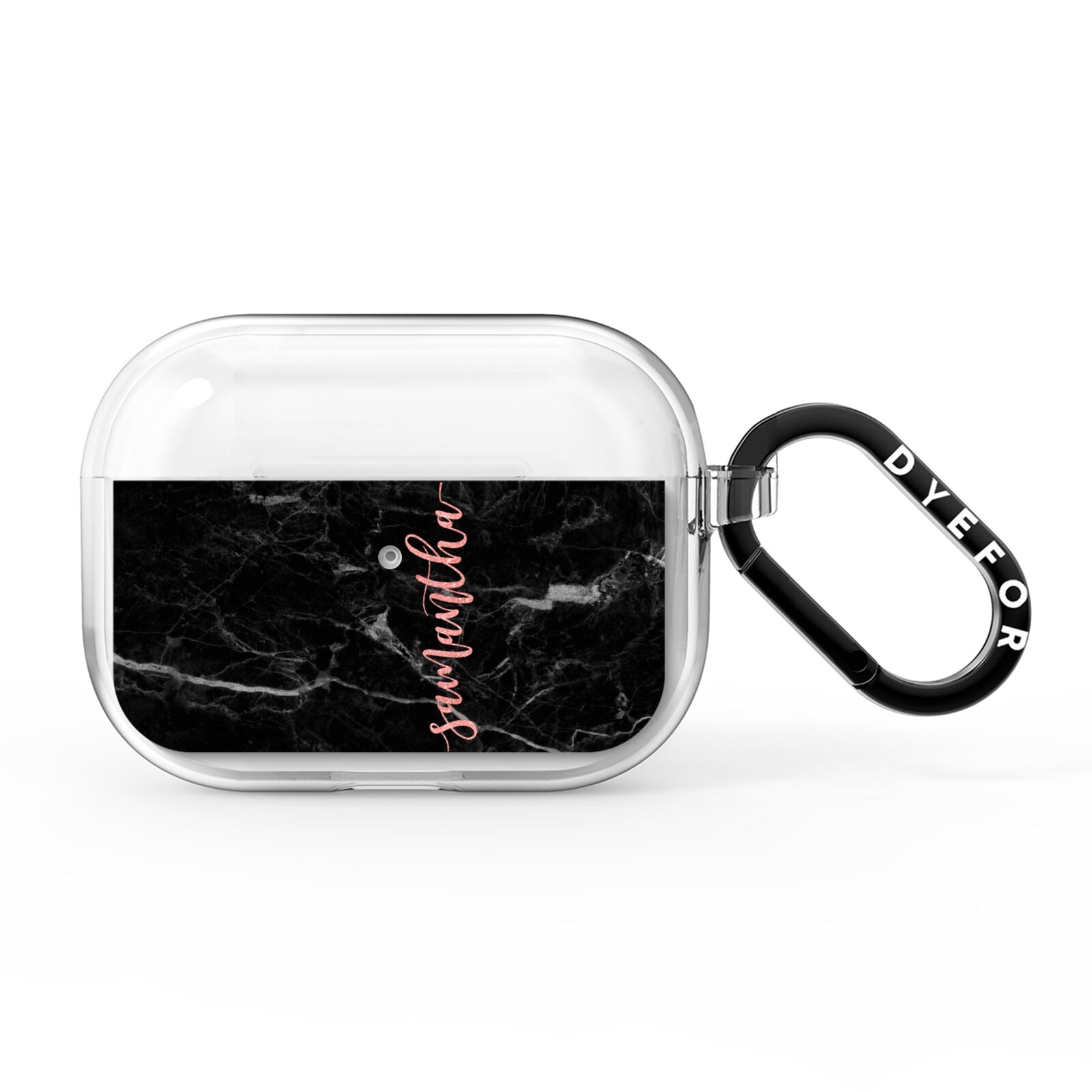 Black Marble Vertical Glitter Personalised Name AirPods Pro Clear Case