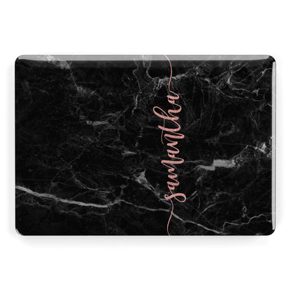 Black Marble Vertical Glitter Personalised Name Apple MacBook Case