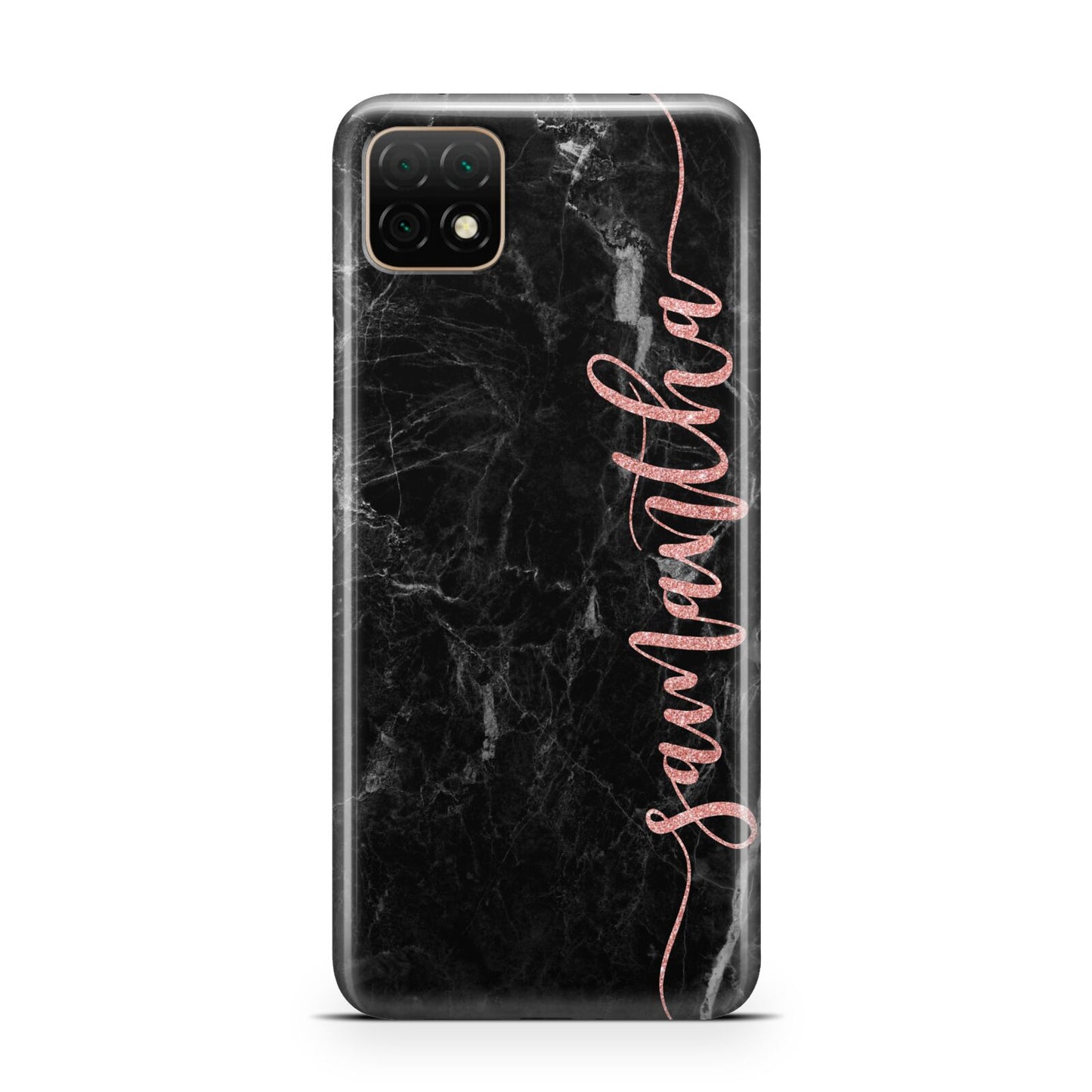 Black Marble Vertical Glitter Personalised Name Huawei Enjoy 20 Phone Case