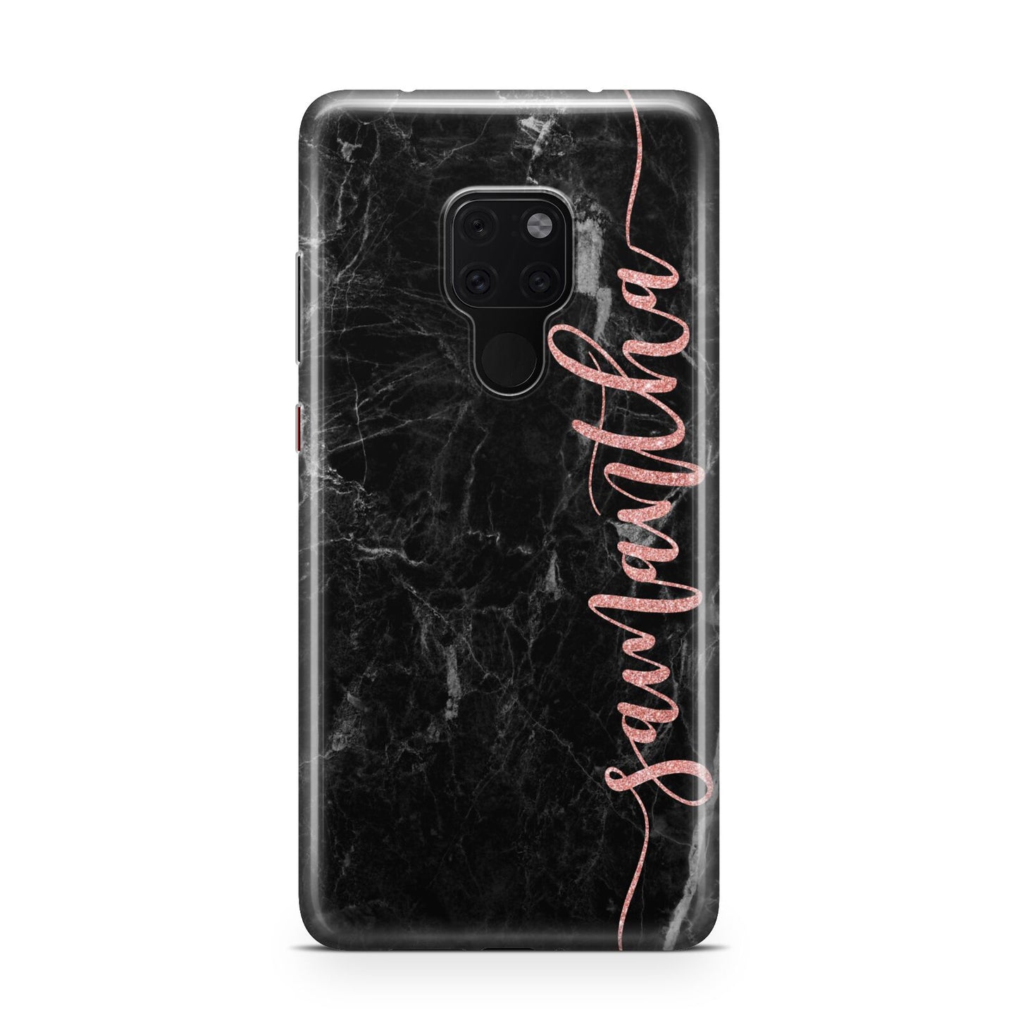 Black Marble Vertical Glitter Personalised Name Huawei Mate 20 Phone Case