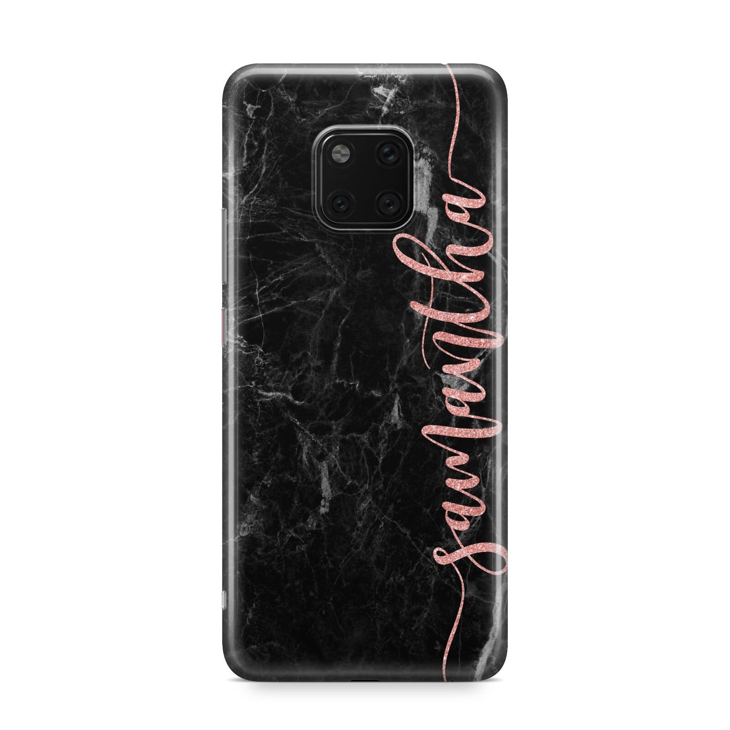 Black Marble Vertical Glitter Personalised Name Huawei Mate 20 Pro Phone Case