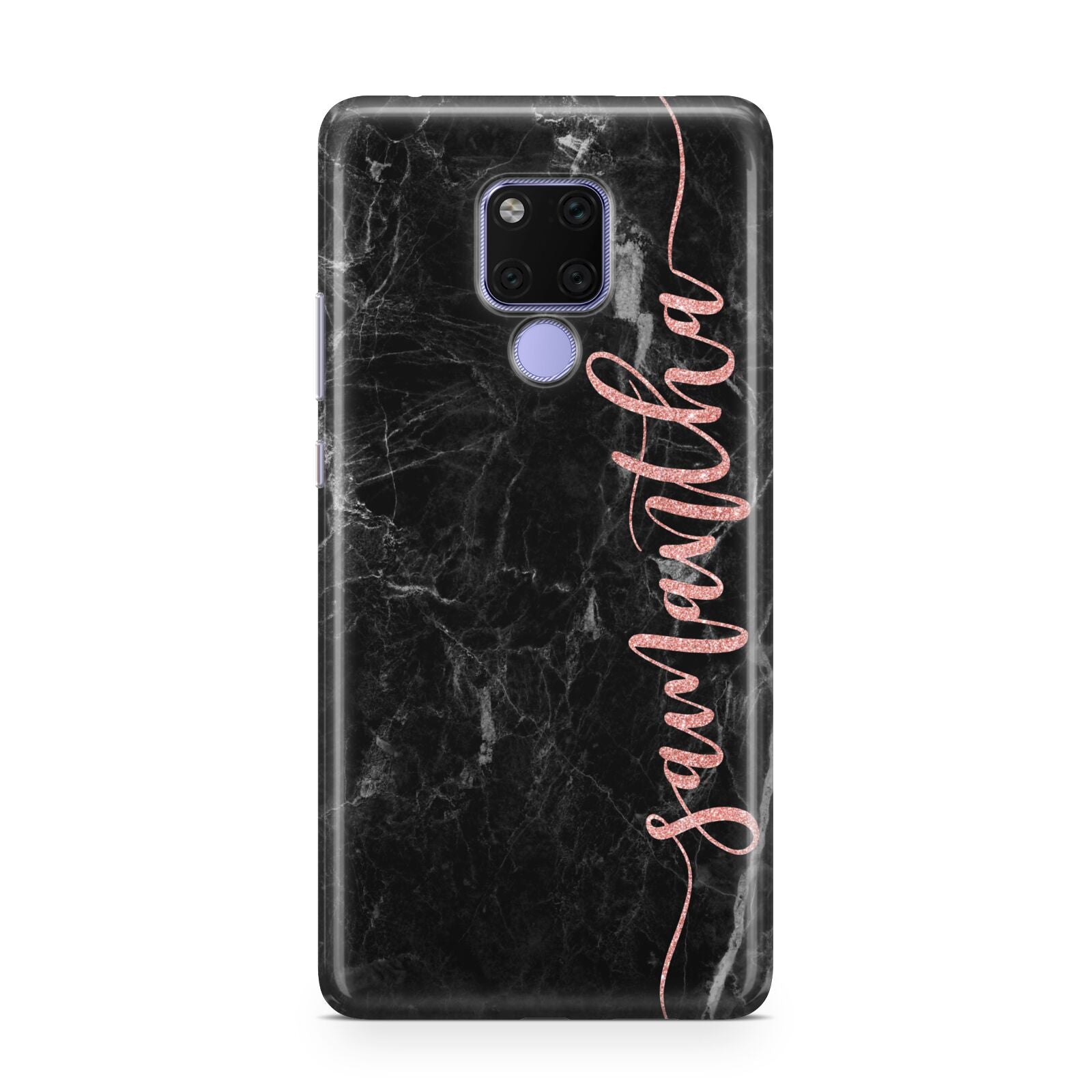 Black Marble Vertical Glitter Personalised Name Huawei Mate 20X Phone Case