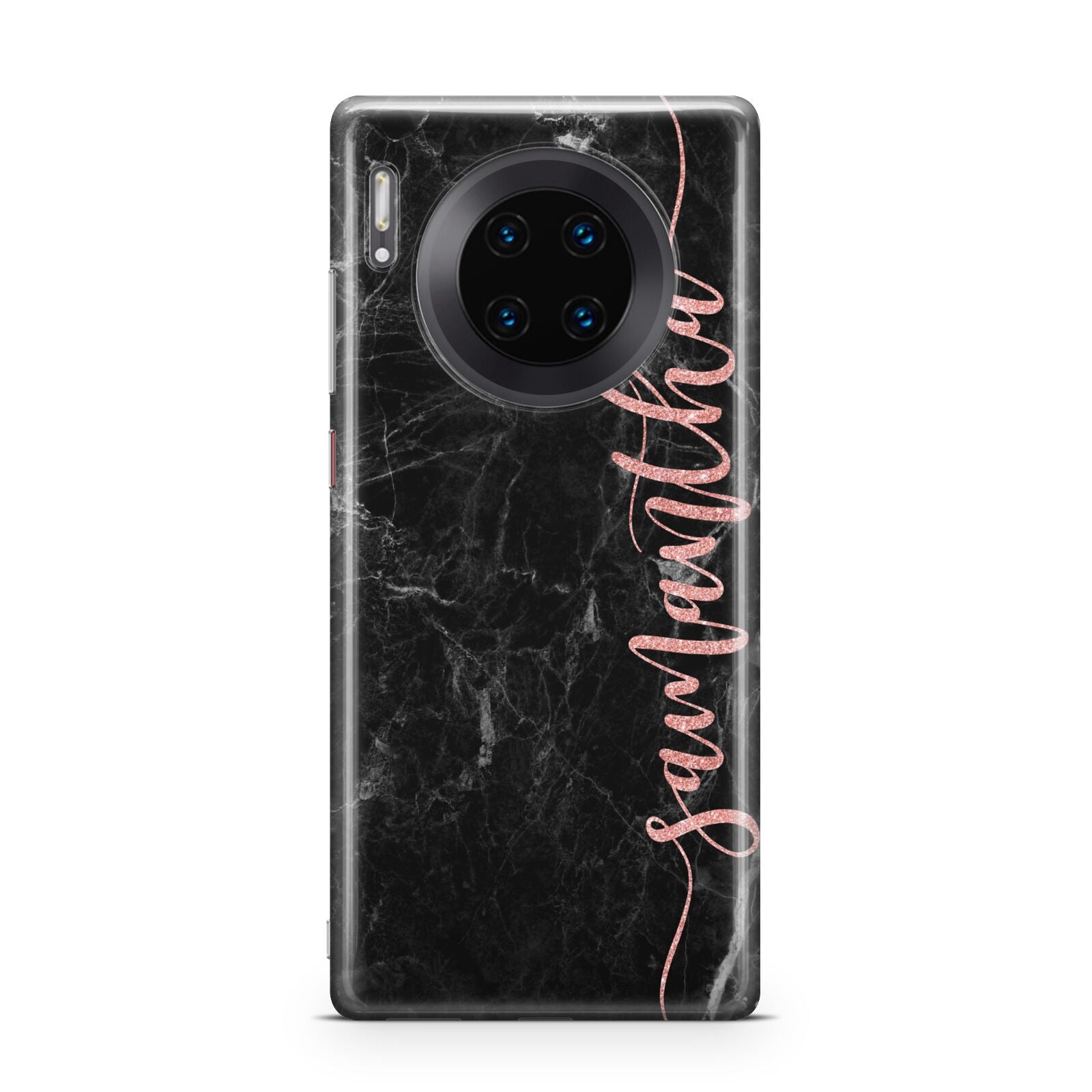 Black Marble Vertical Glitter Personalised Name Huawei Mate 30 Pro Phone Case