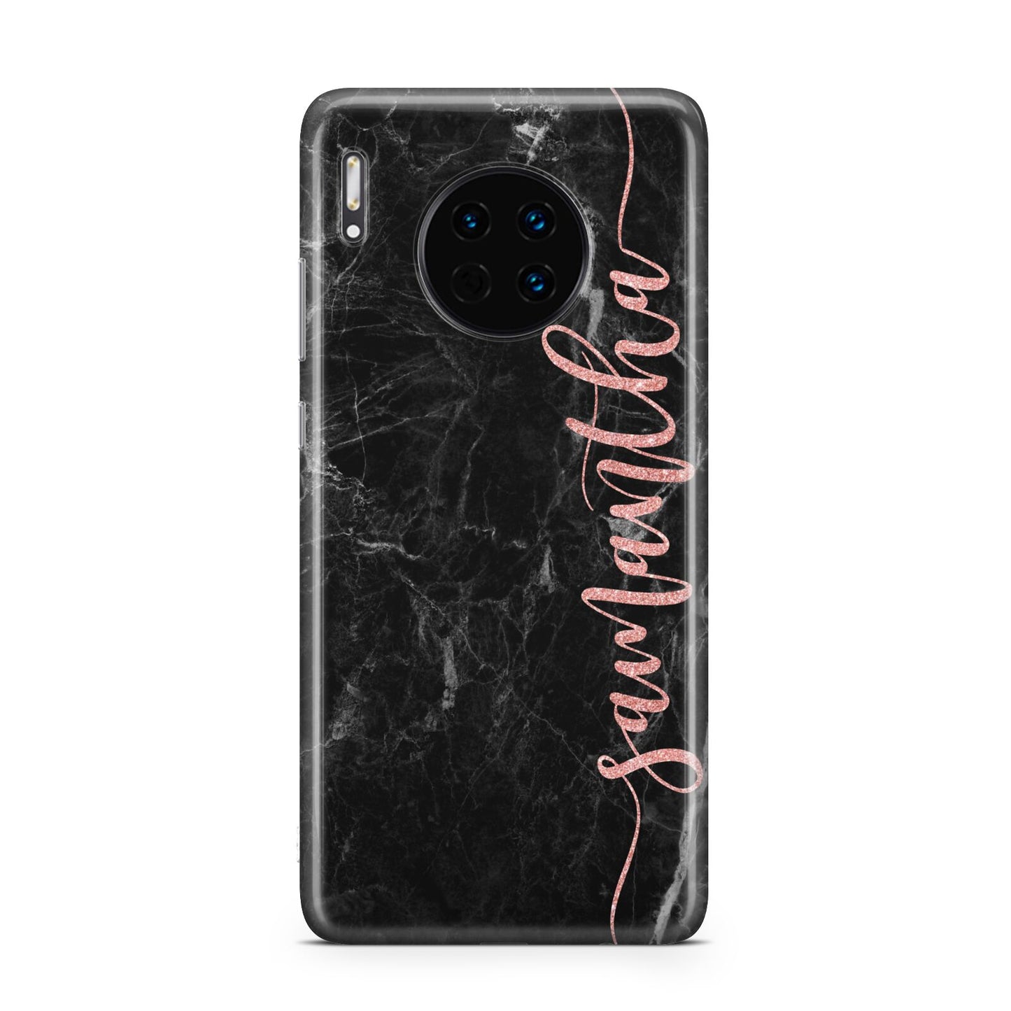 Black Marble Vertical Glitter Personalised Name Huawei Mate 30