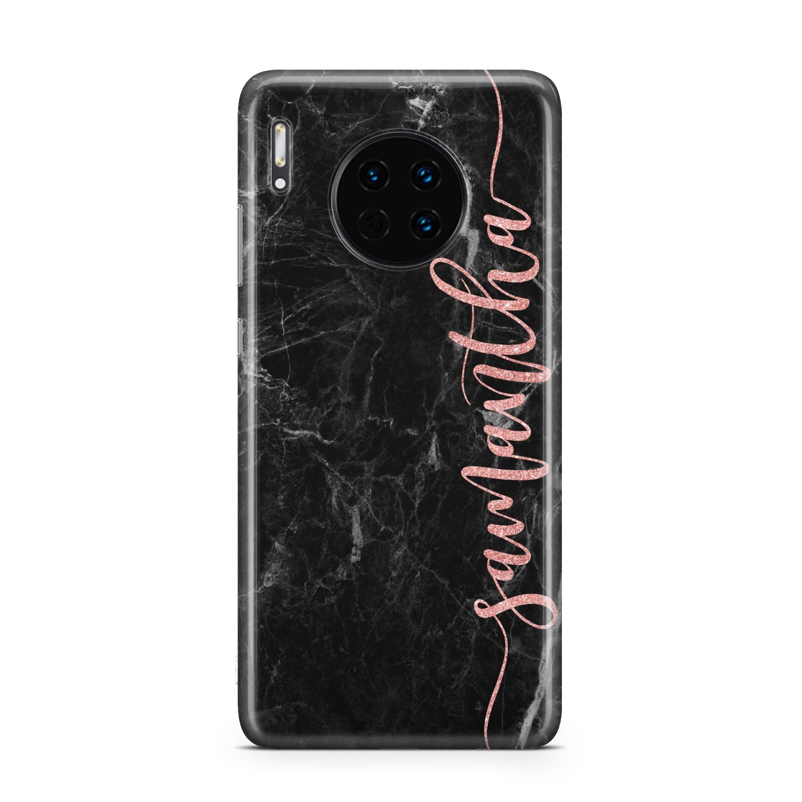 Black Marble Vertical Glitter Personalised Name Huawei Mate 30