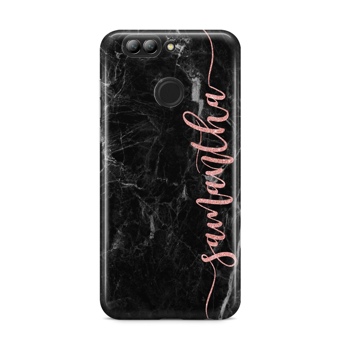 Black Marble Vertical Glitter Personalised Name Huawei Nova 2s Phone Case