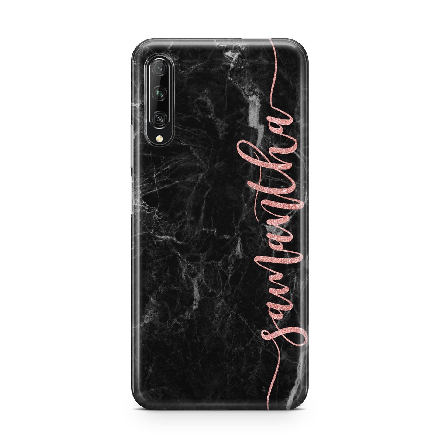 Black Marble Vertical Glitter Personalised Name Huawei P Smart Pro 2019