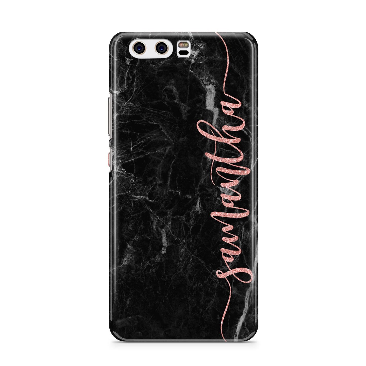 Black Marble Vertical Glitter Personalised Name Huawei P10 Phone Case