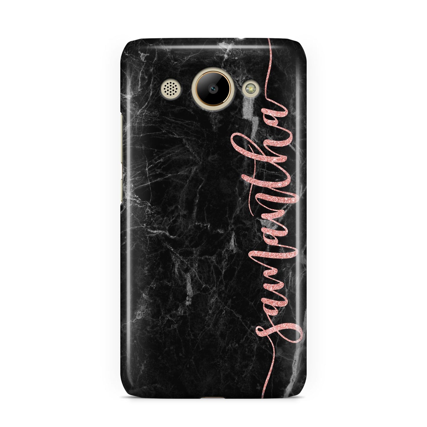 Black Marble Vertical Glitter Personalised Name Huawei Y3 2017