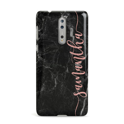 Black Marble Vertical Glitter Personalised Name Nokia Case