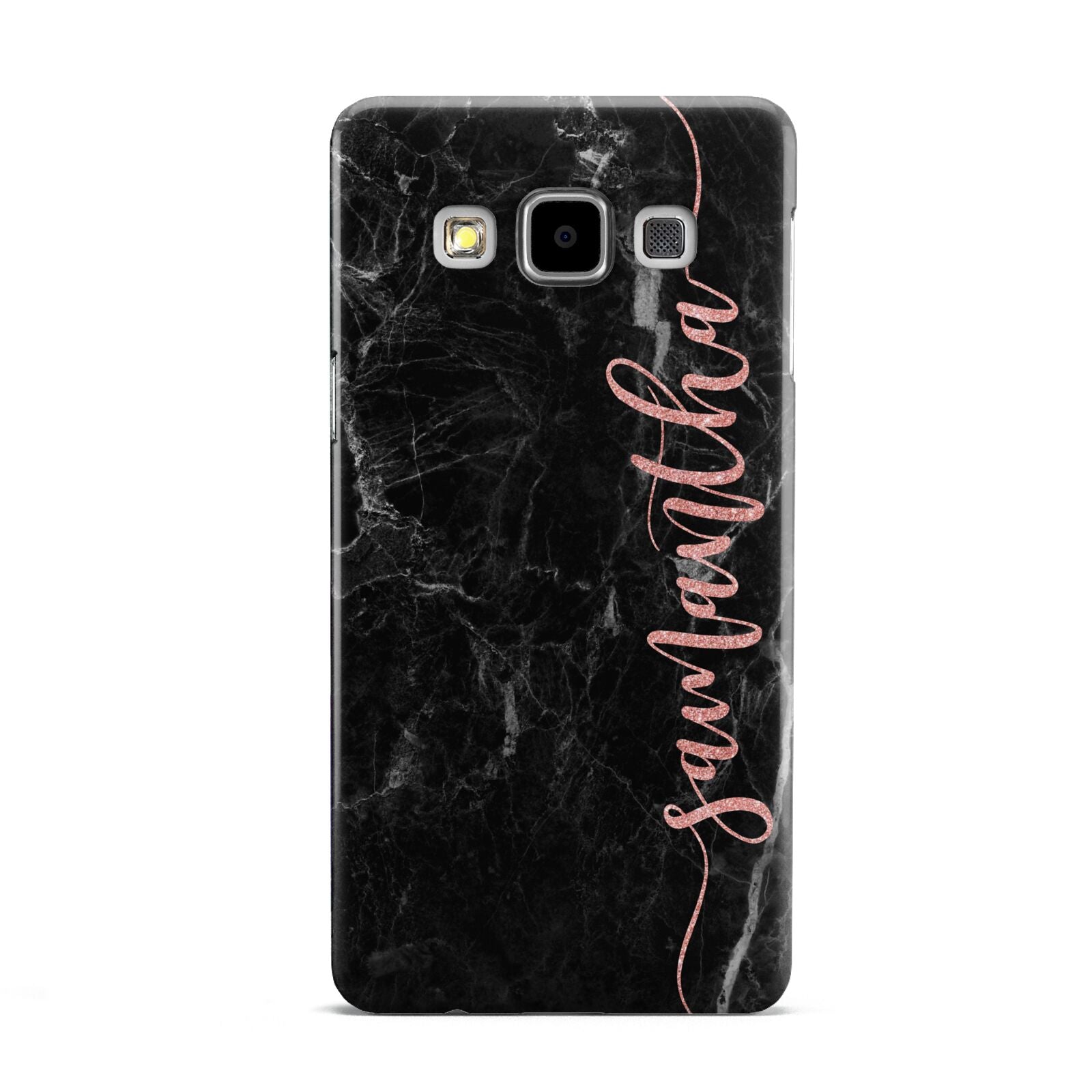 Black Marble Vertical Glitter Personalised Name Samsung Galaxy A5 Case