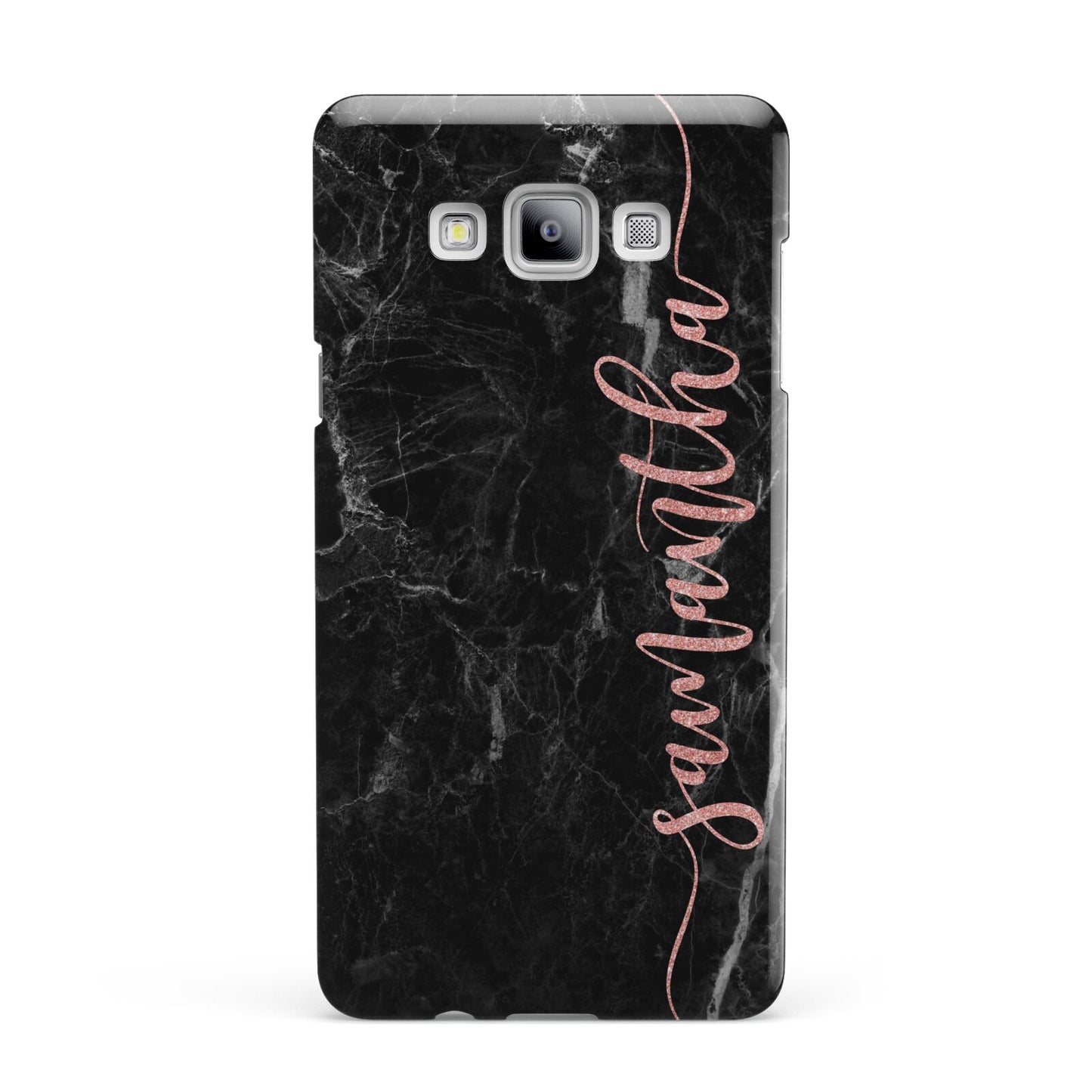 Black Marble Vertical Glitter Personalised Name Samsung Galaxy A7 2015 Case