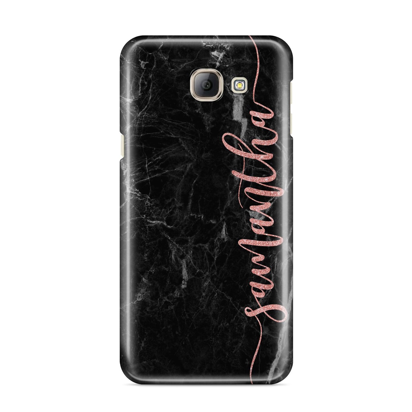 Black Marble Vertical Glitter Personalised Name Samsung Galaxy A8 2016 Case