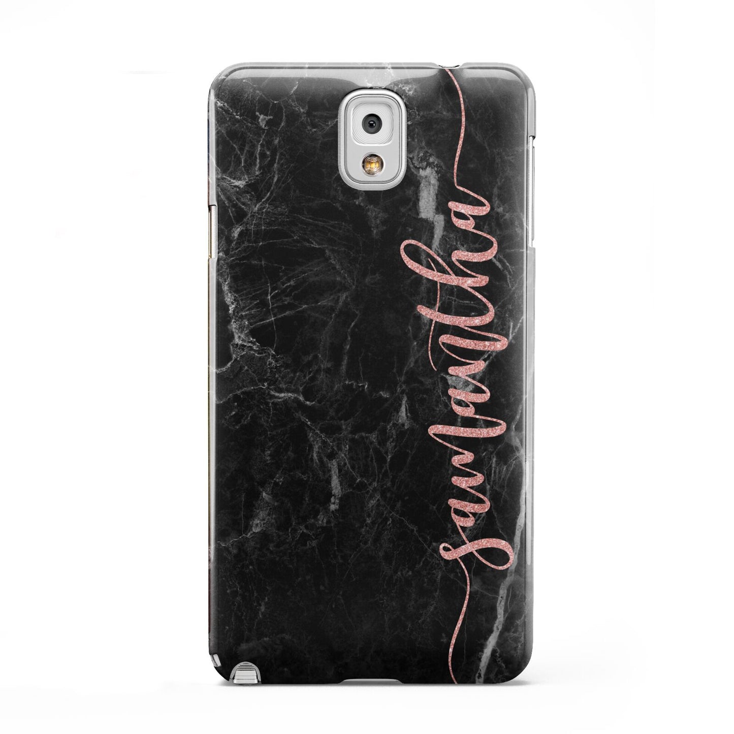 Black Marble Vertical Glitter Personalised Name Samsung Galaxy Note 3 Case