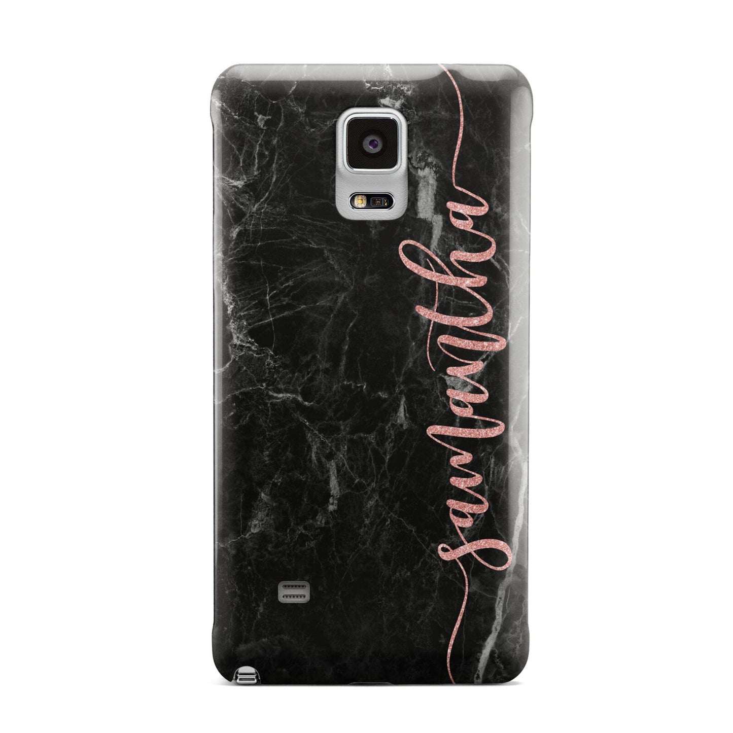 Black Marble Vertical Glitter Personalised Name Samsung Galaxy Note 4 Case