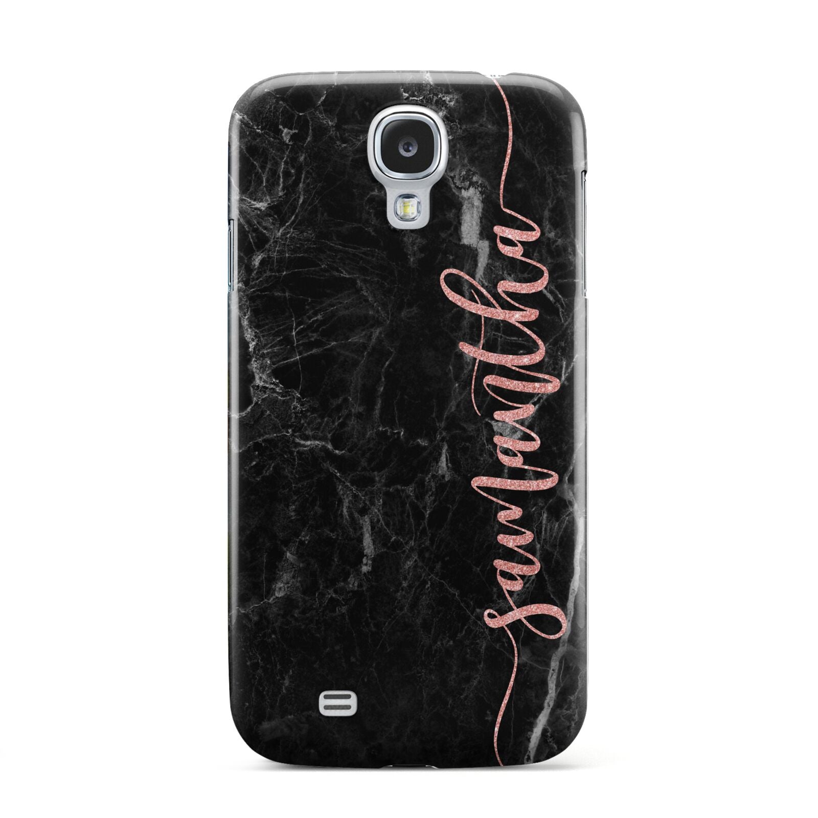 Black Marble Vertical Glitter Personalised Name Samsung Galaxy S4 Case