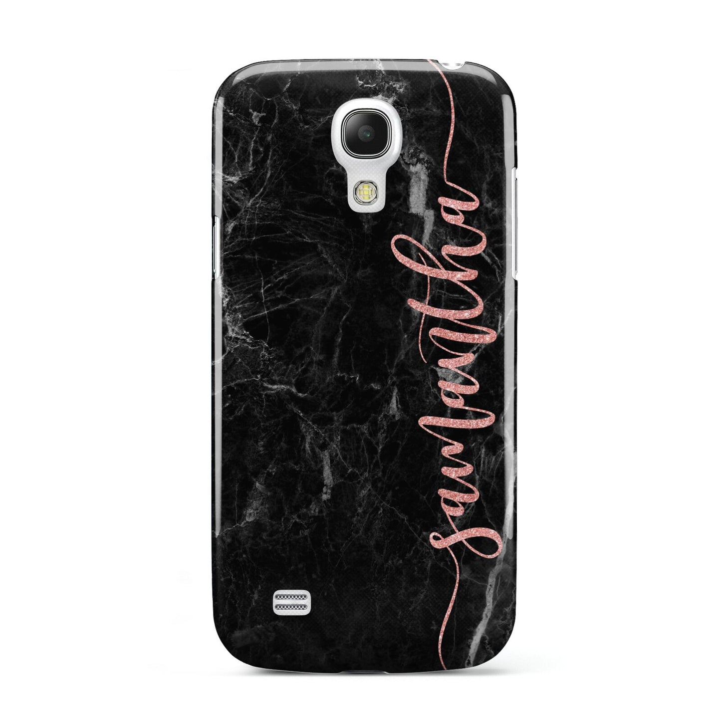 Black Marble Vertical Glitter Personalised Name Samsung Galaxy S4 Mini Case